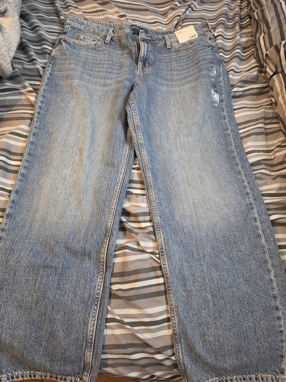 Aeropostale Light Blue Distressed Wide-Leg Jeans